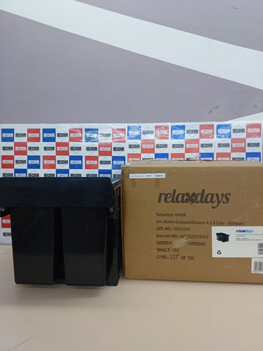 Relaxdays Cubo de basura integrado de 4 compartimentos, bote de basura de cocina extraíble para armario base, ABS, negro, 35,1 x 34,3 x 48 cm,10031541